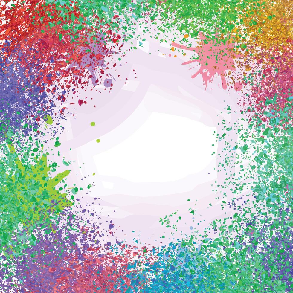 Square copy space design surrounded by colorful powder and splashes, perfect for customization and creative festival themes vector