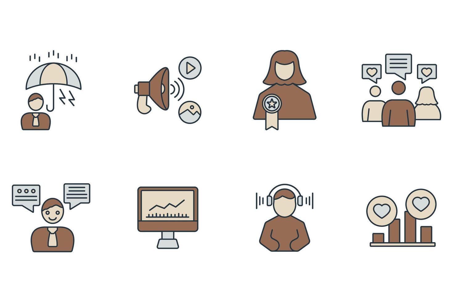 Community Manager icons set . vector