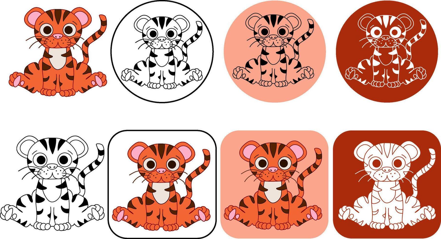 Cute Tiger Sitting Cartoon Icon Illustration. Animal Nature Icon Concept Isolated Premium . Flat Cartoon Style vector