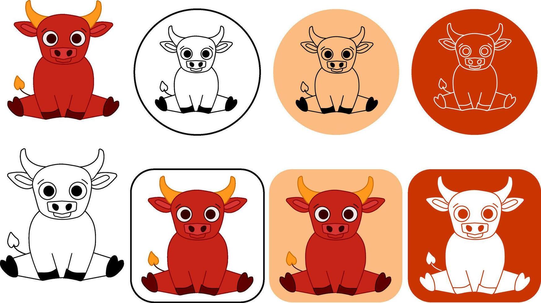 Cute Bull logo design. graphic line editable logo vector