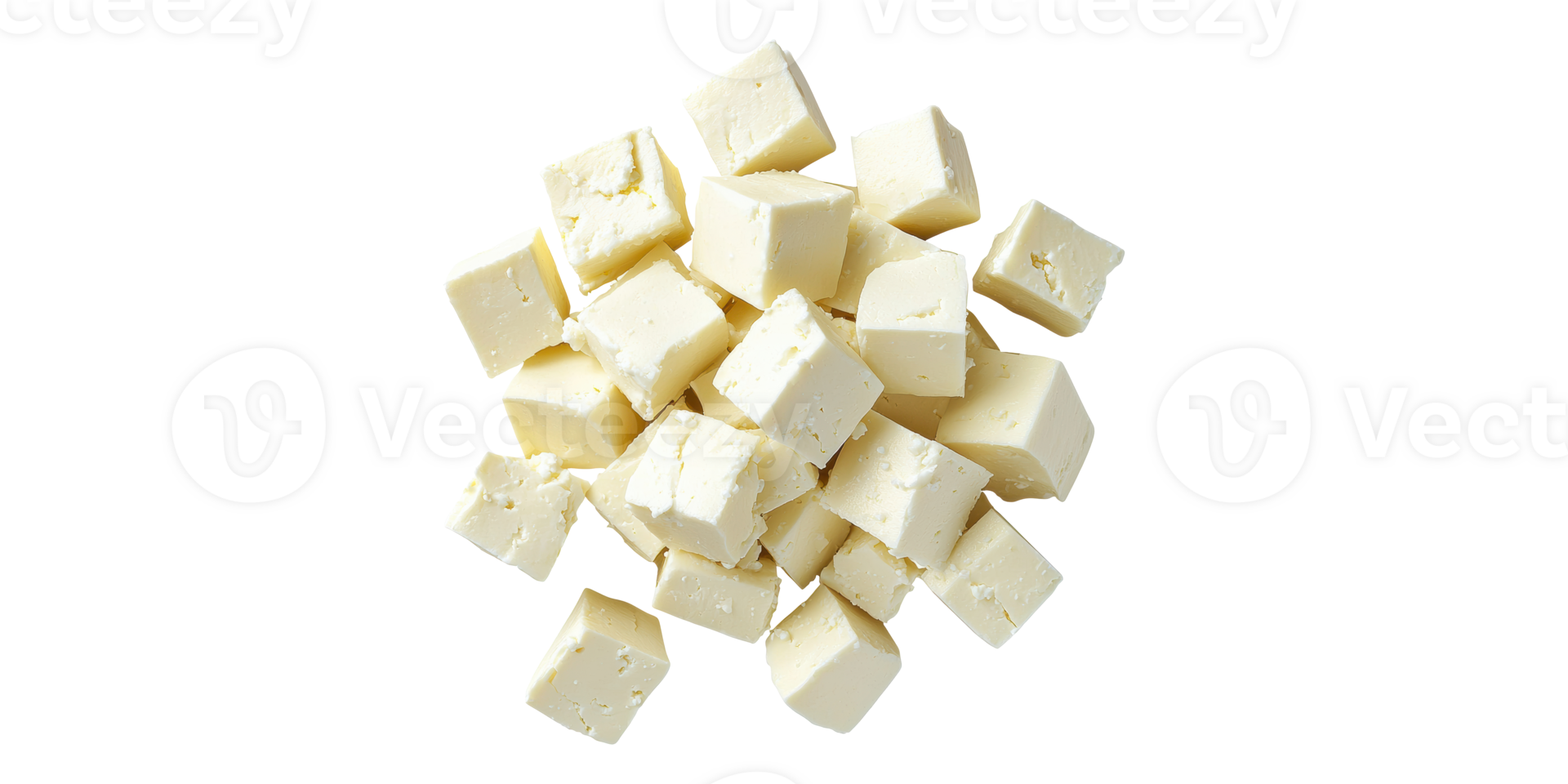 Cubes of white cheese stacked together isolated on transparent background png