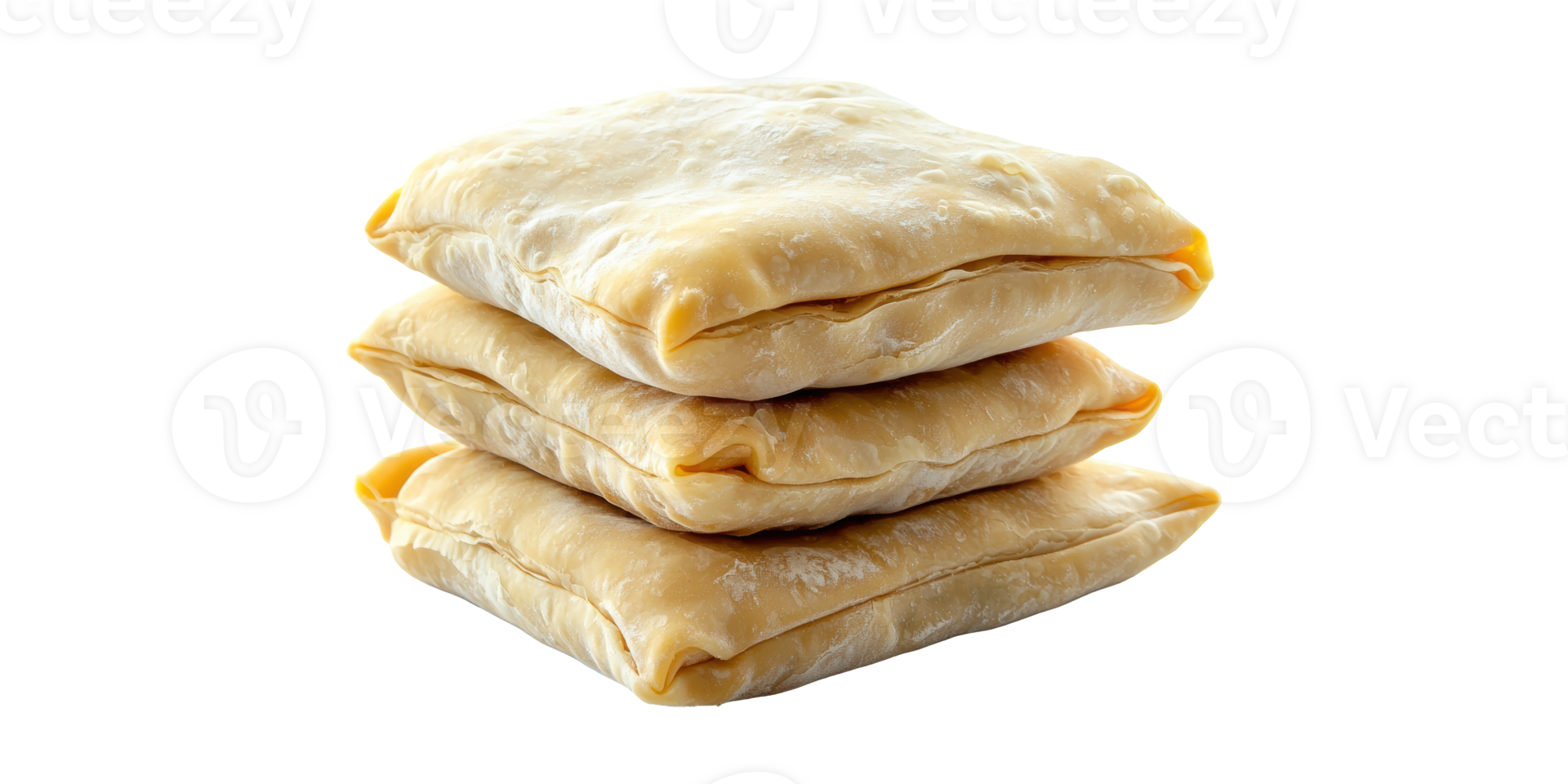Stack of frozen pastry dough squares isolated on transparent background png