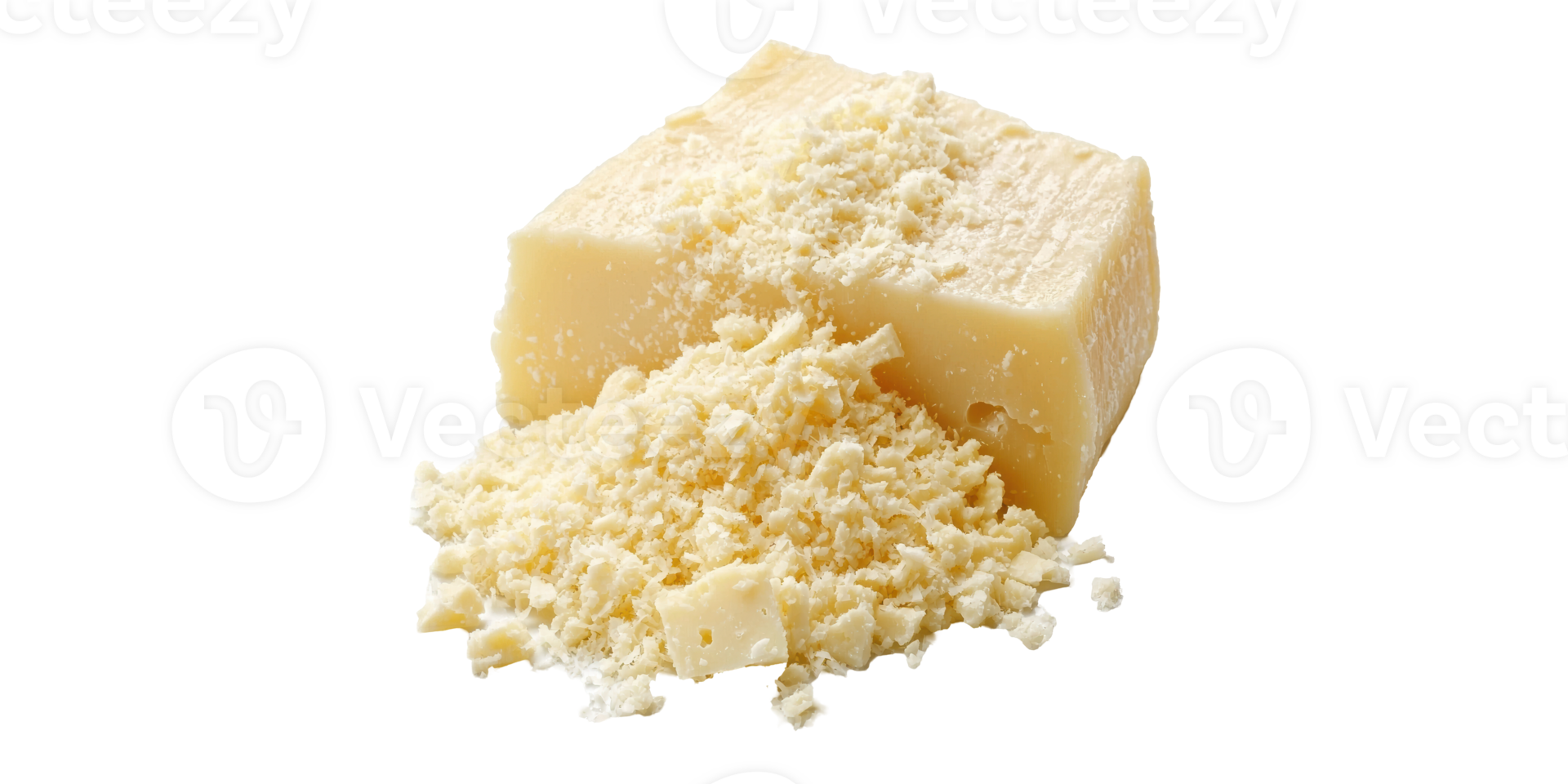 Block of grated parmesan cheese isolated on transparent background png