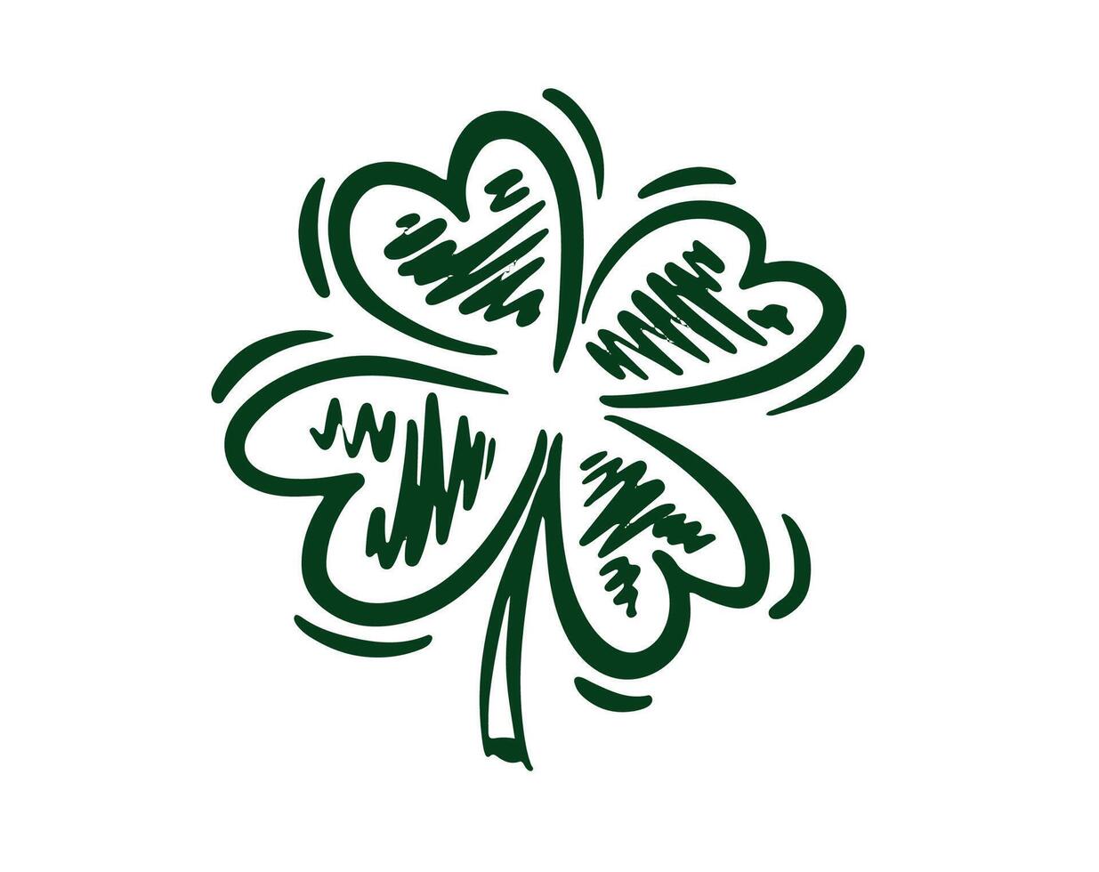 Patricks Day, green Clover, set on white, hand drawn illustrations. vector