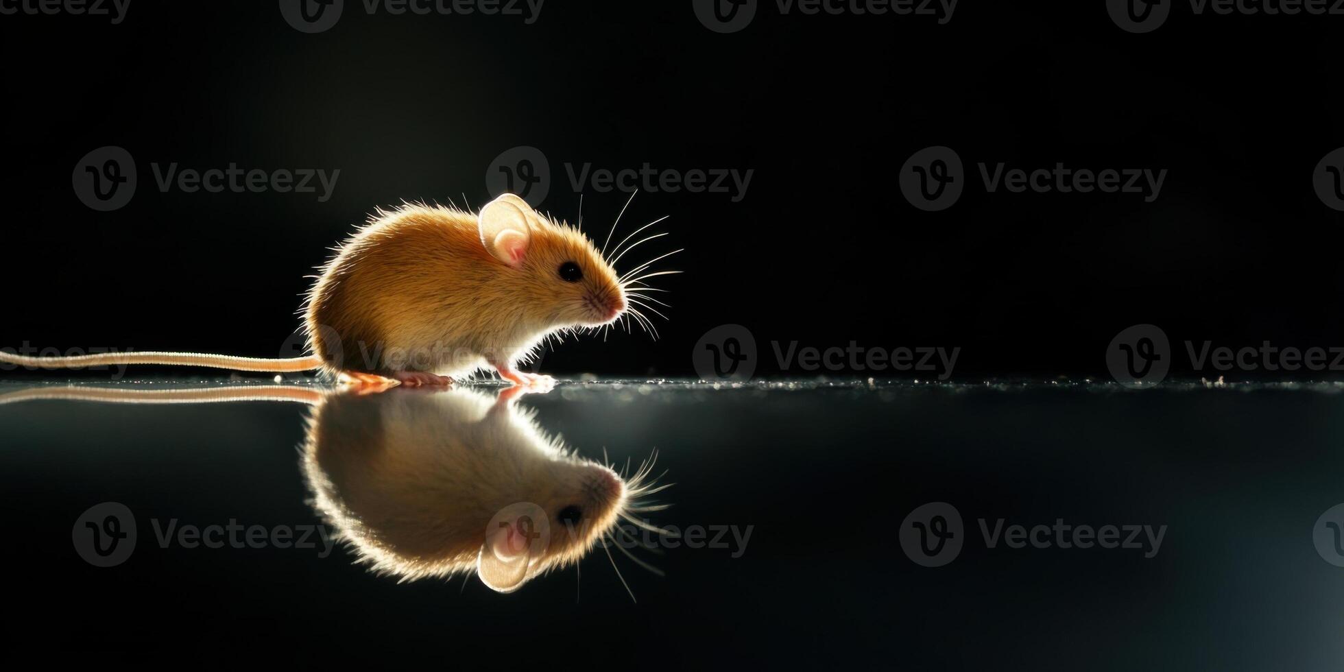 Captivating Image of a Charming Mouse on a Reflective Surface, Showcasing Its Beauty and Elegance photo