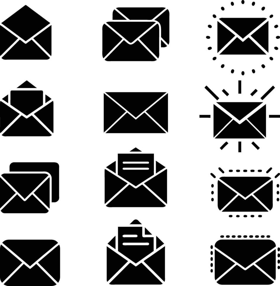mail envelope icon set, email icon set vector