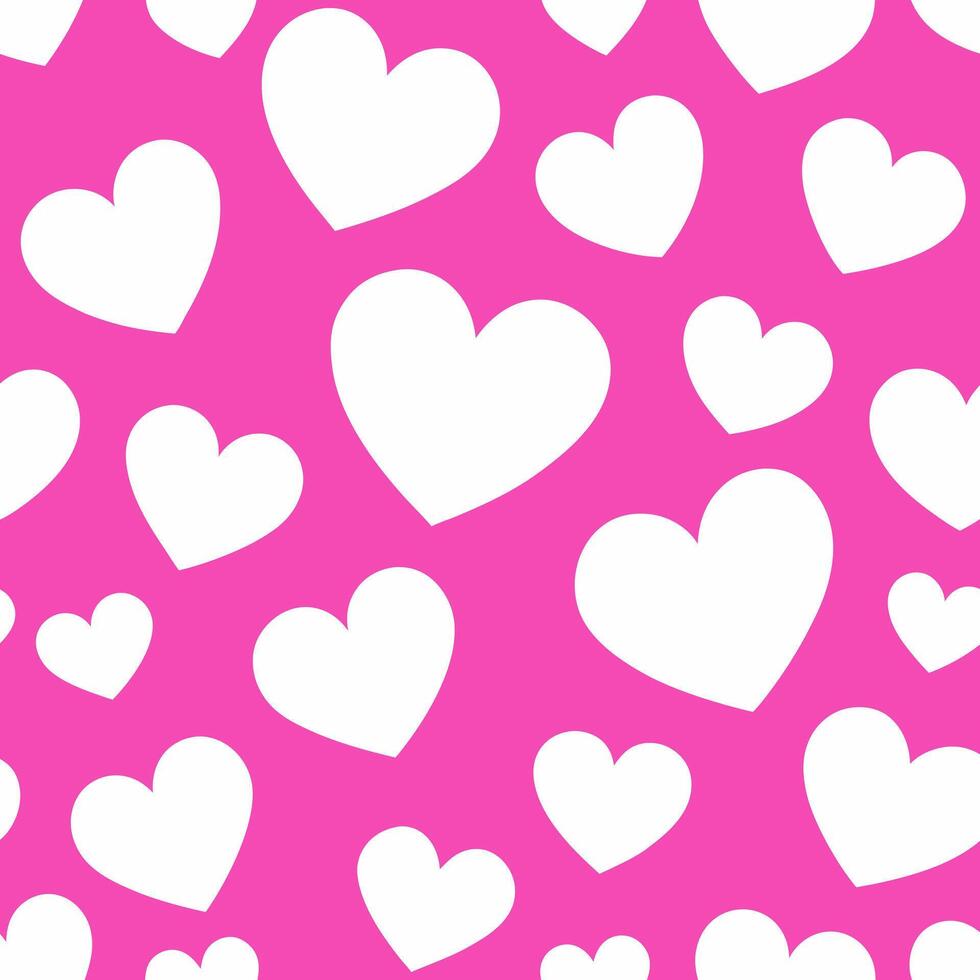Seamless pattern white hearts on a pink background for packaging, fabric, wallpaper for the holidays of Valentine's Day, wedding, birthday vector