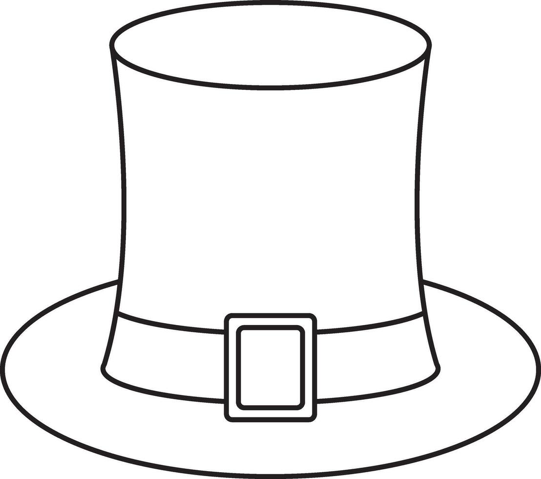 St. Patrick's Day, leprechaun cylinder hat, black and white linear icon isolated on a white transparent background vector