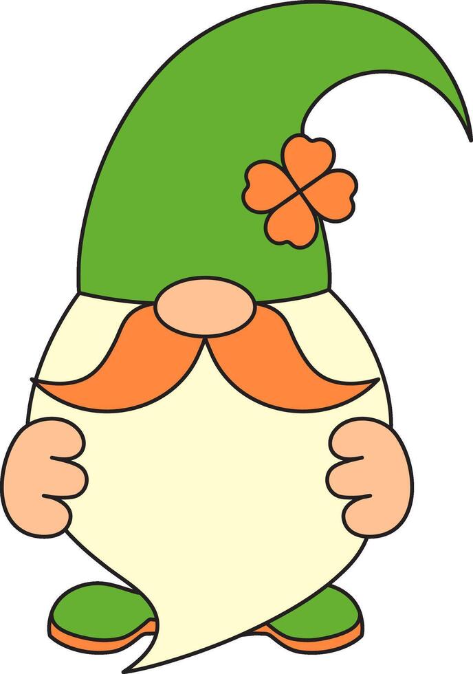 St. Patrick's Day, leprechaun with a long beard, retro vintage style, flat icon isolated on a white transparent background vector