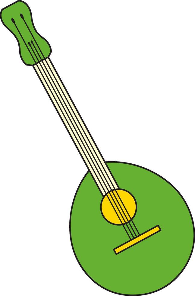 St. Patrick's Day, mandolin guitar, Irish folk musical instruments, retro vintage style, simple flat linear icon isolated on a white transparent background vector