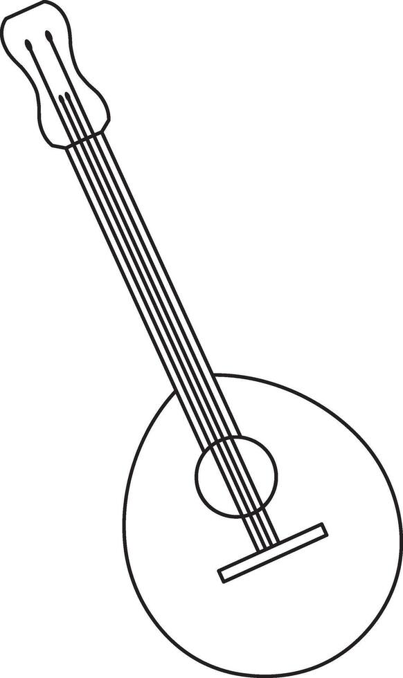 St. Patrick's Day, mandolin guitar, Irish folk musical instruments, black and white linear icon isolated on a white transparent background vector