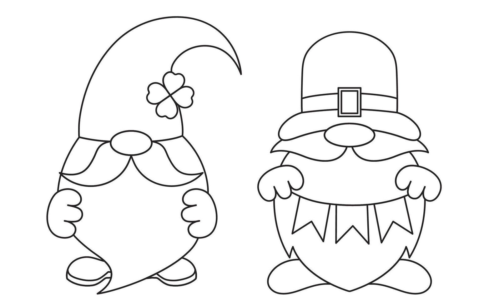 St. Patrick's Day, set of leprechauns with a long beard, black and white linear icon isolated on a white transparent background vector