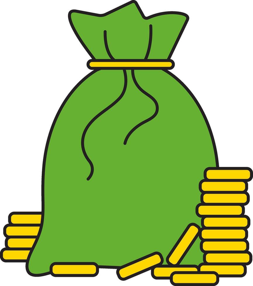 St. Patrick's Day, a full bag of gold coins, retro vintage style, flat icon isolated on a white transparent background vector