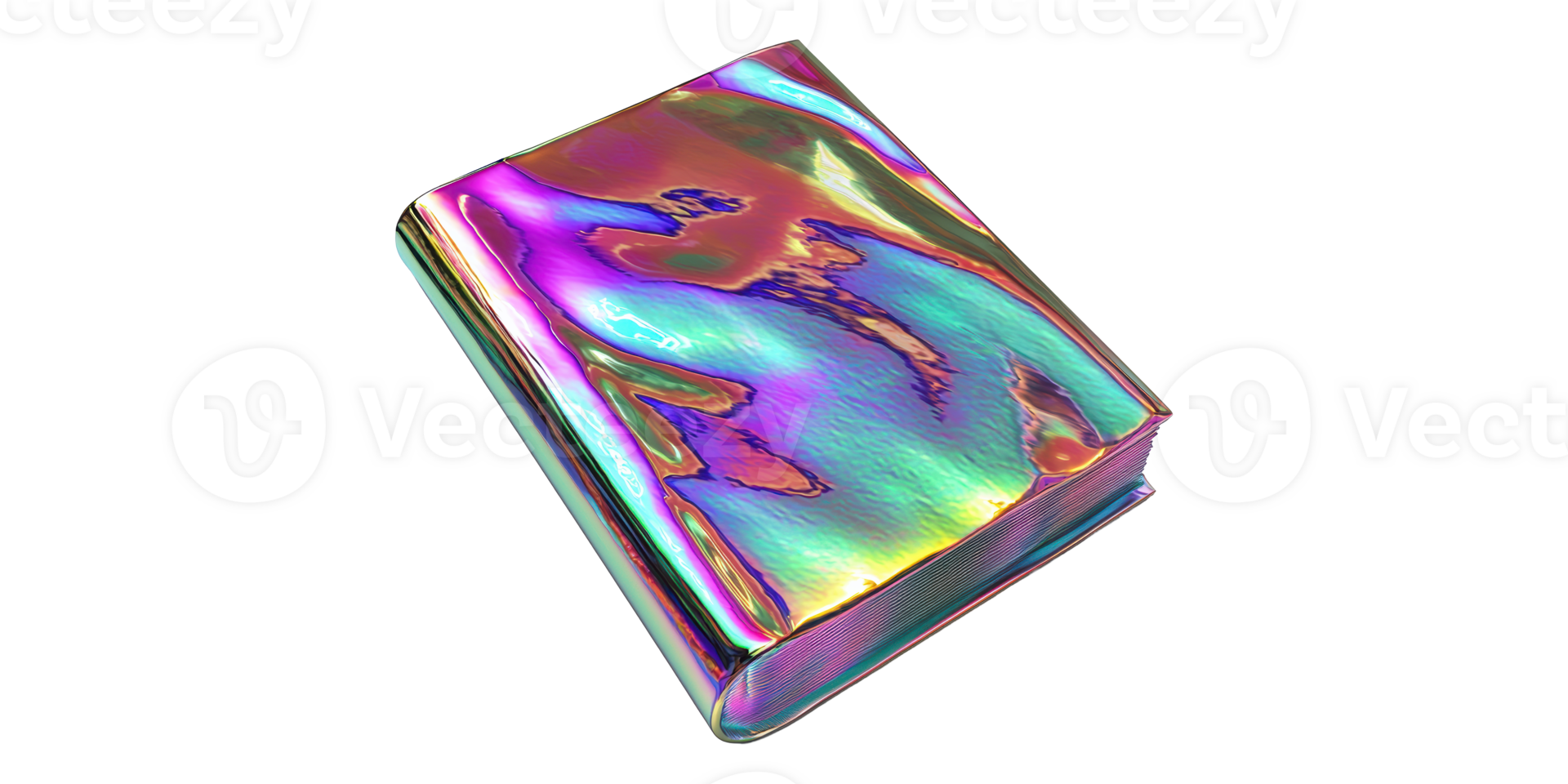 Iridescent rectangular box isolated on transparent background png