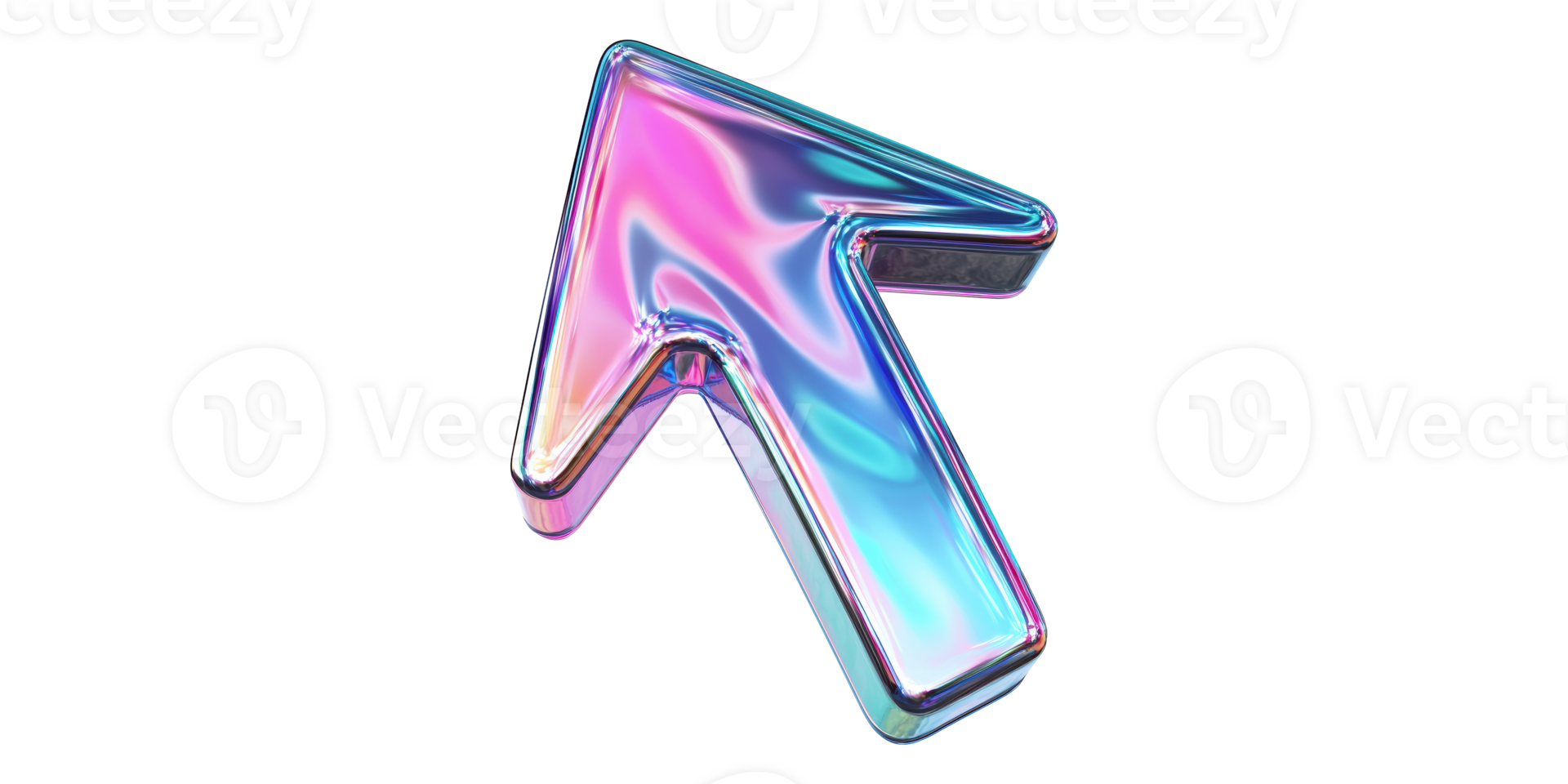 Iridescent gradient arrow symbol isolated on transparent background png