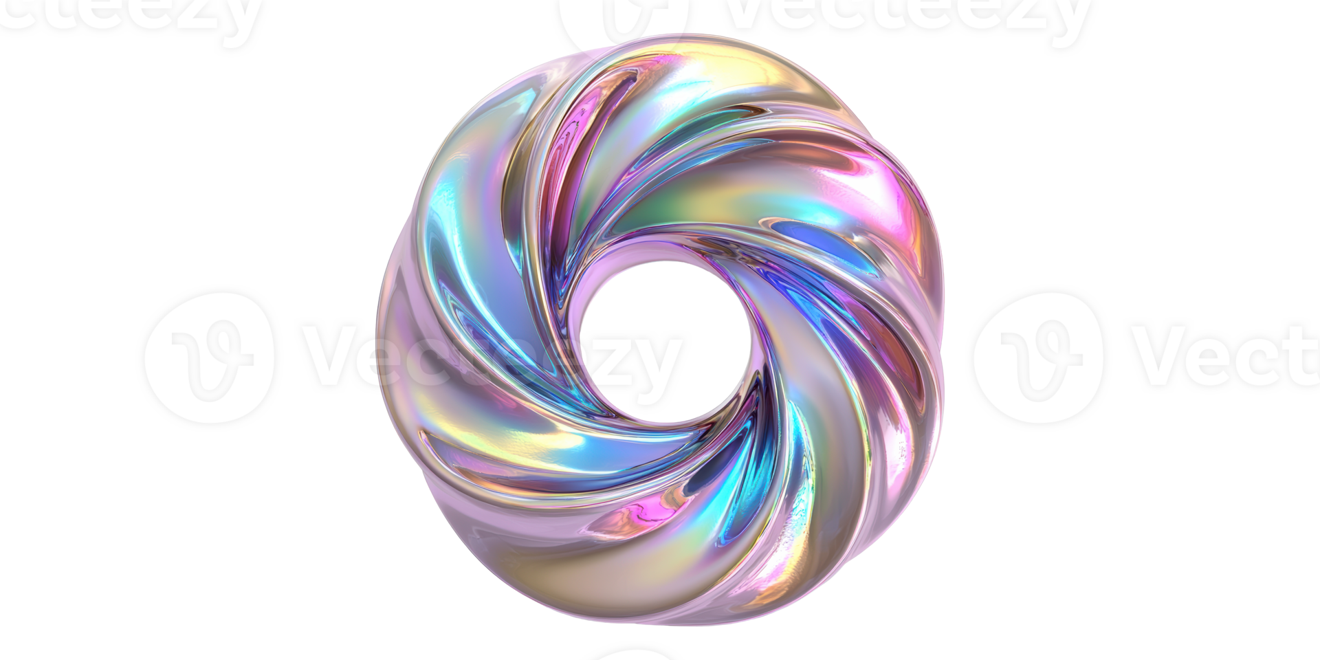 Iridescent twisted torus shape isolated on transparent background png