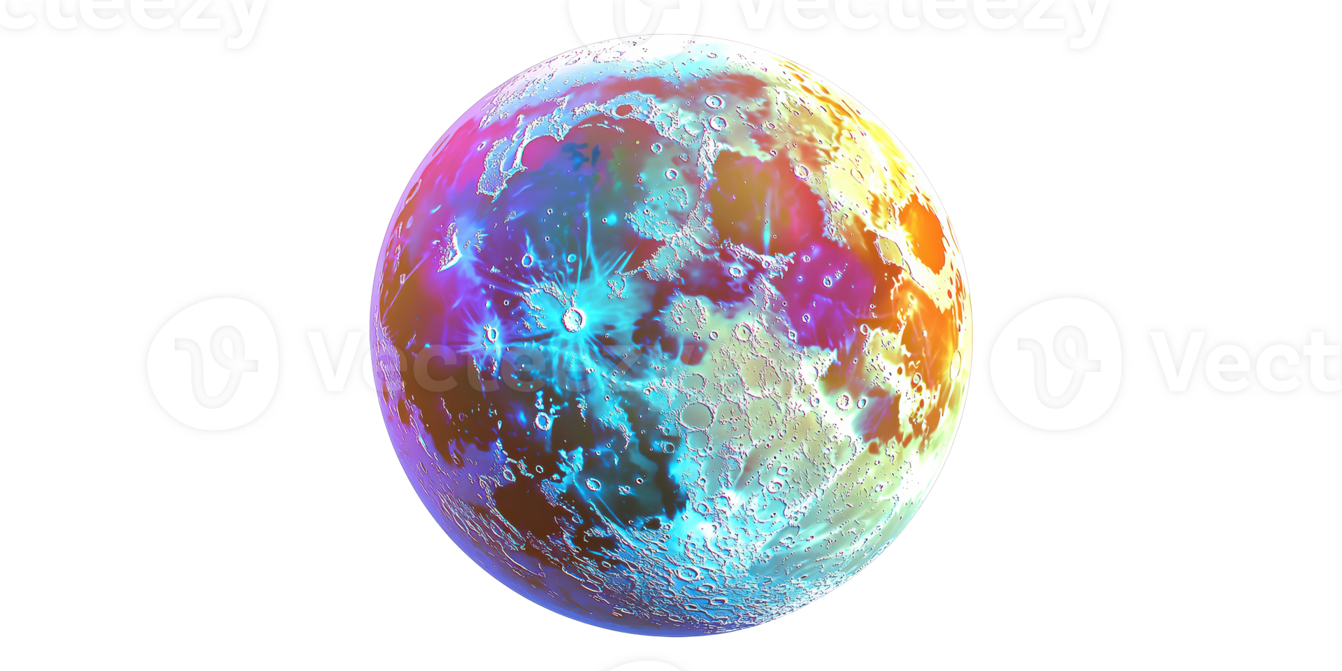Colorful artistic moon illustration isolated on transparent background png