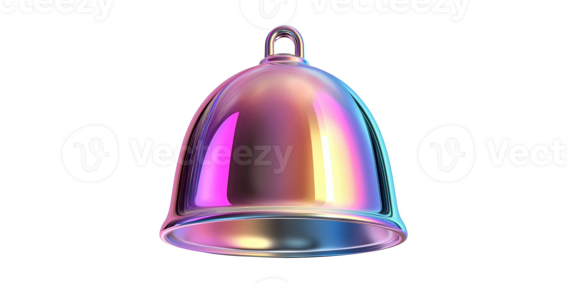 Iridescent metallic bell isolated on transparent background png