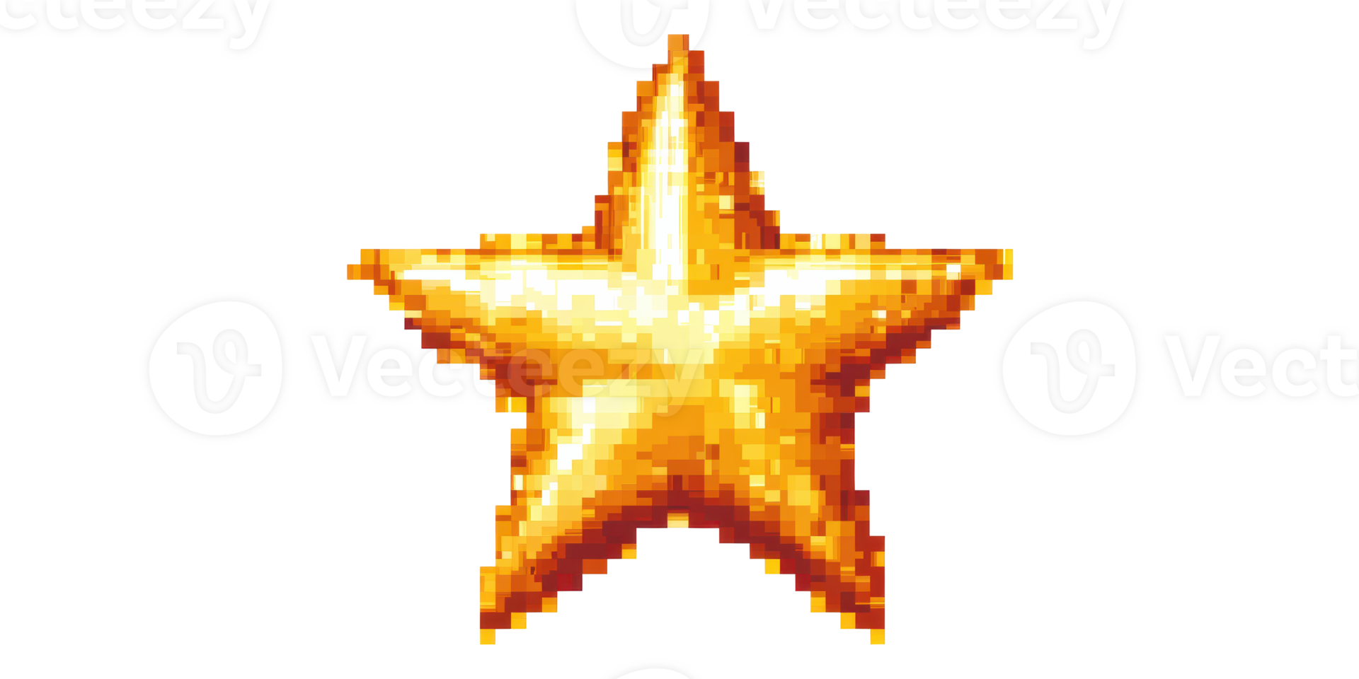 Golden pixel art star isolated on transparent background png