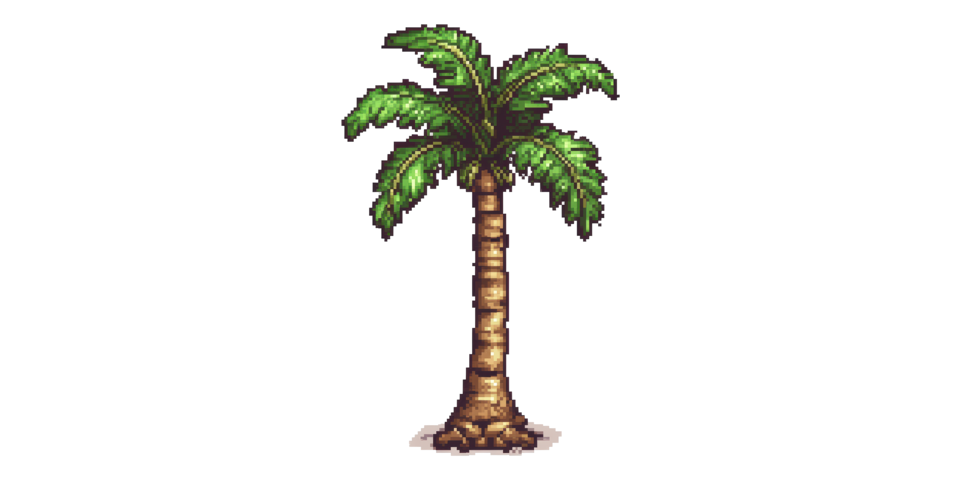 Retro pixel palm tree isolated on transparent background png