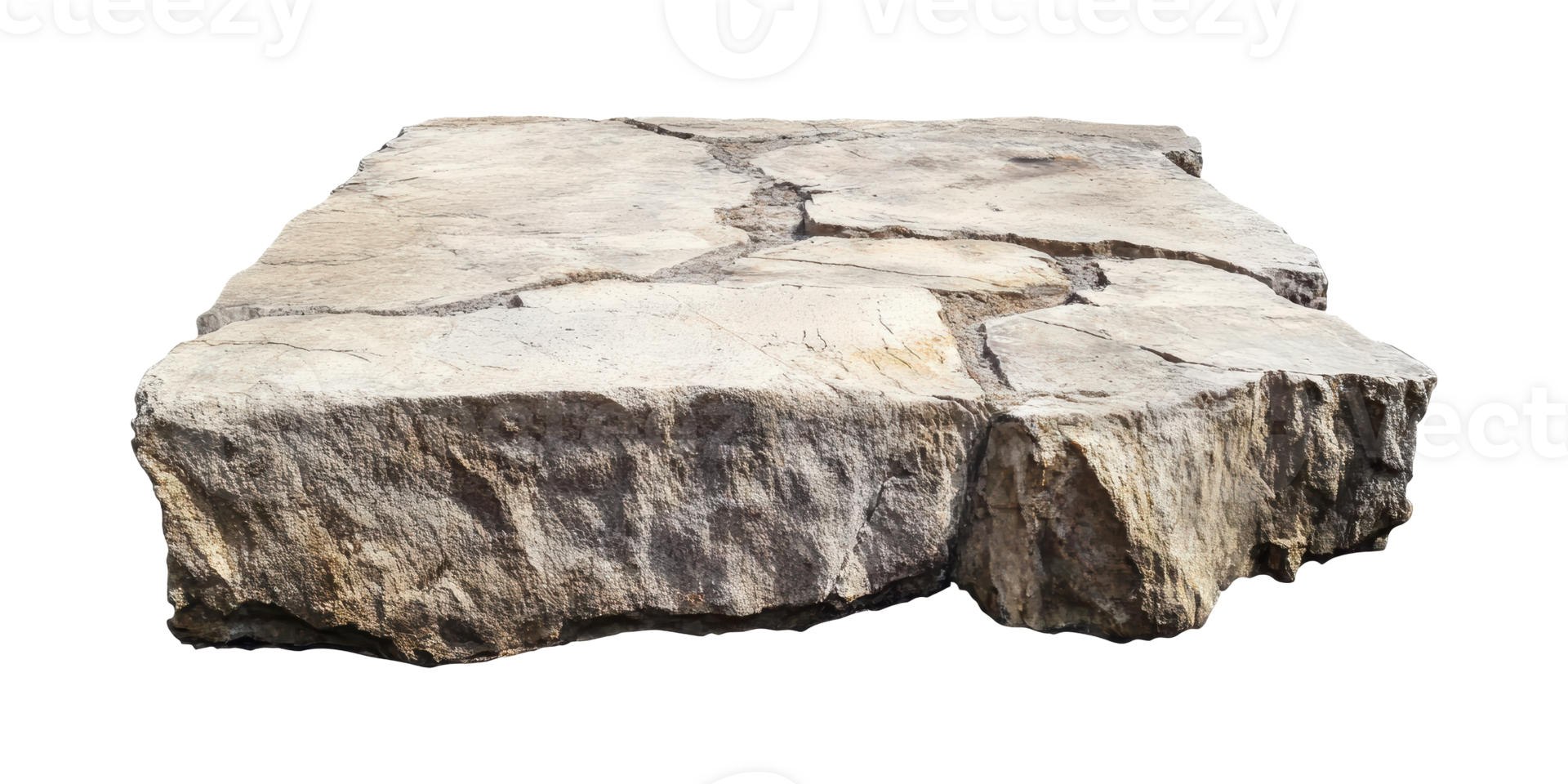 Large stone slab with rough texture isolated on transparent background png