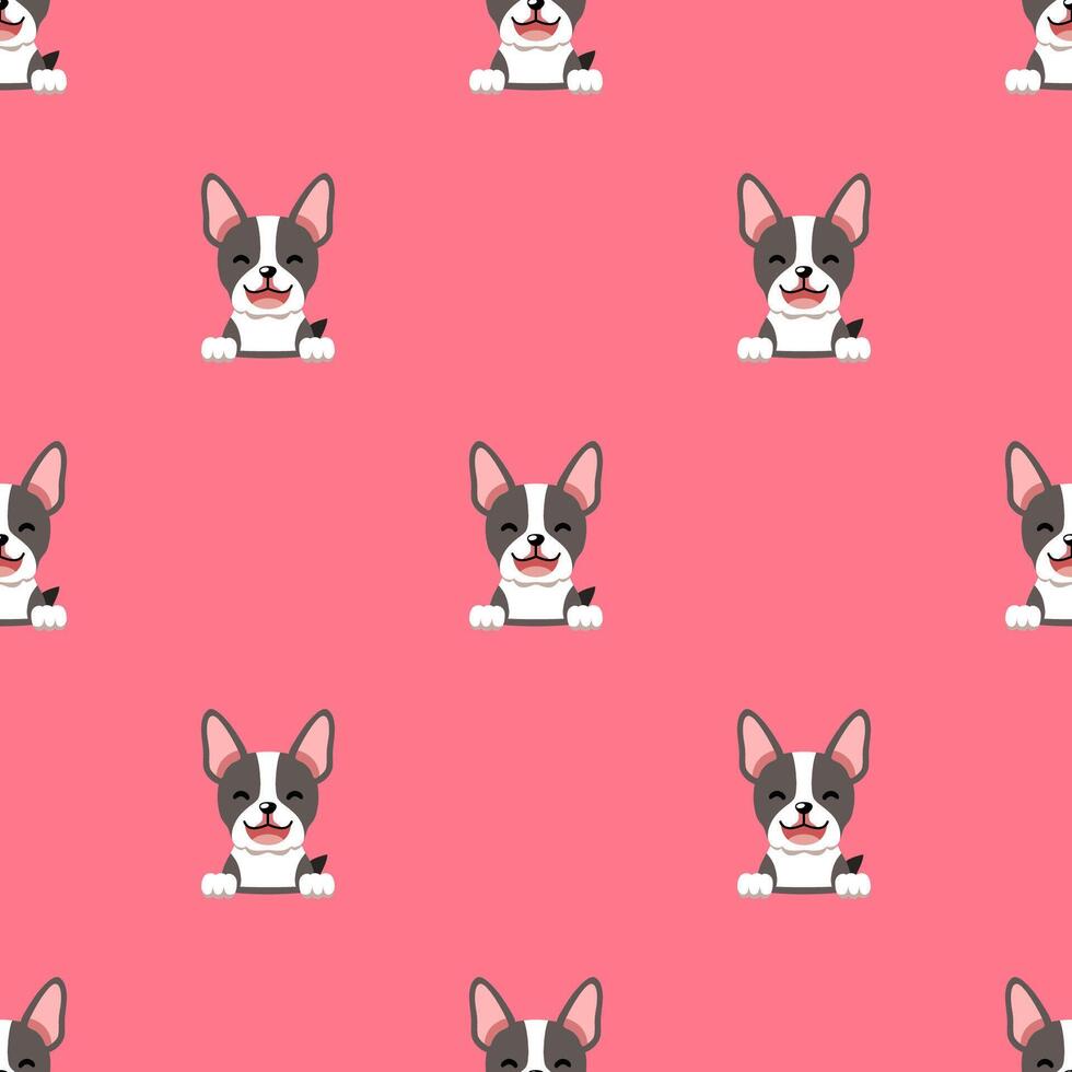 Cute boston terrier dog seamless pattern background for design. vector