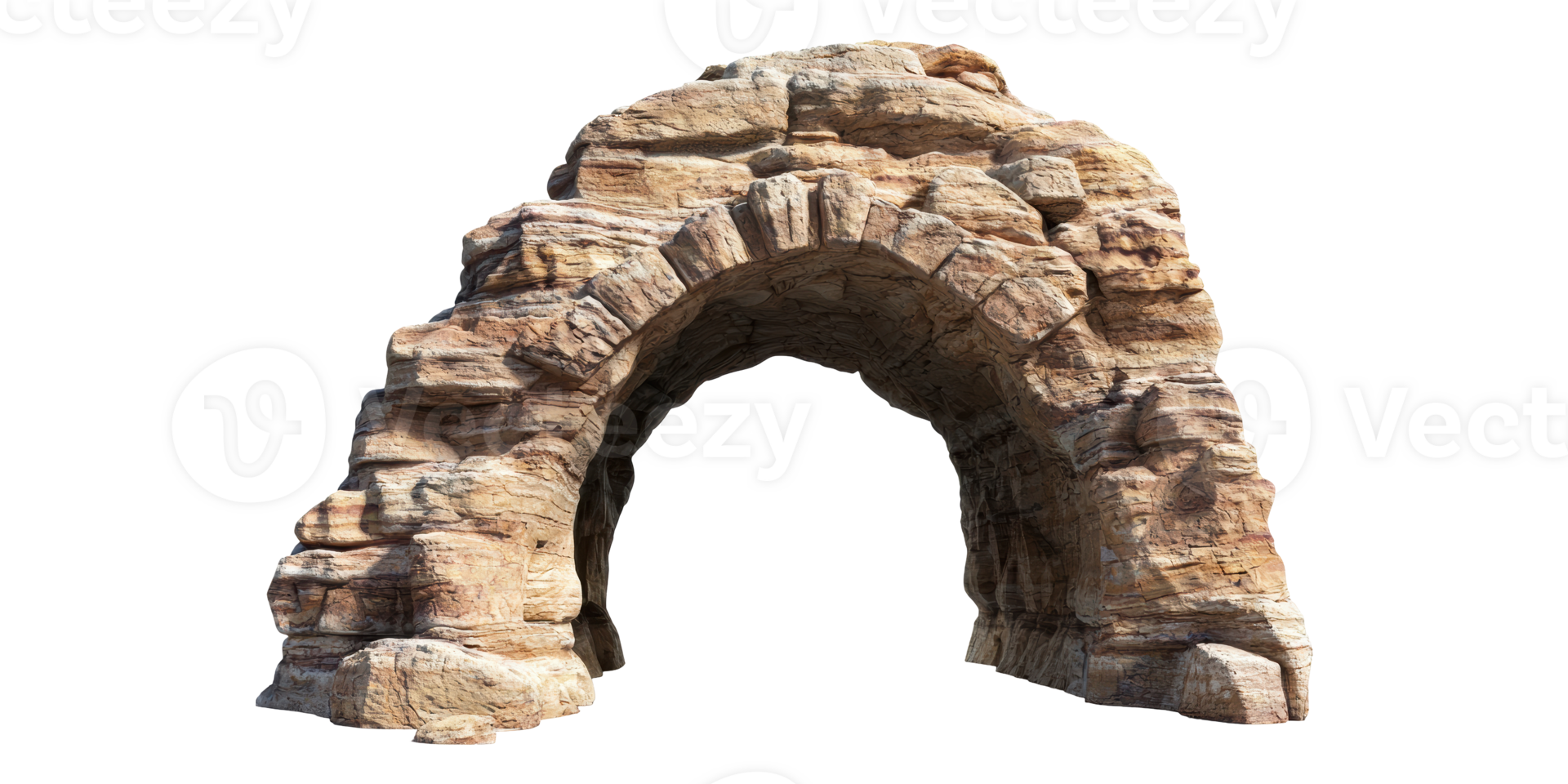 Natural stone arch structure isolated on transparent background png