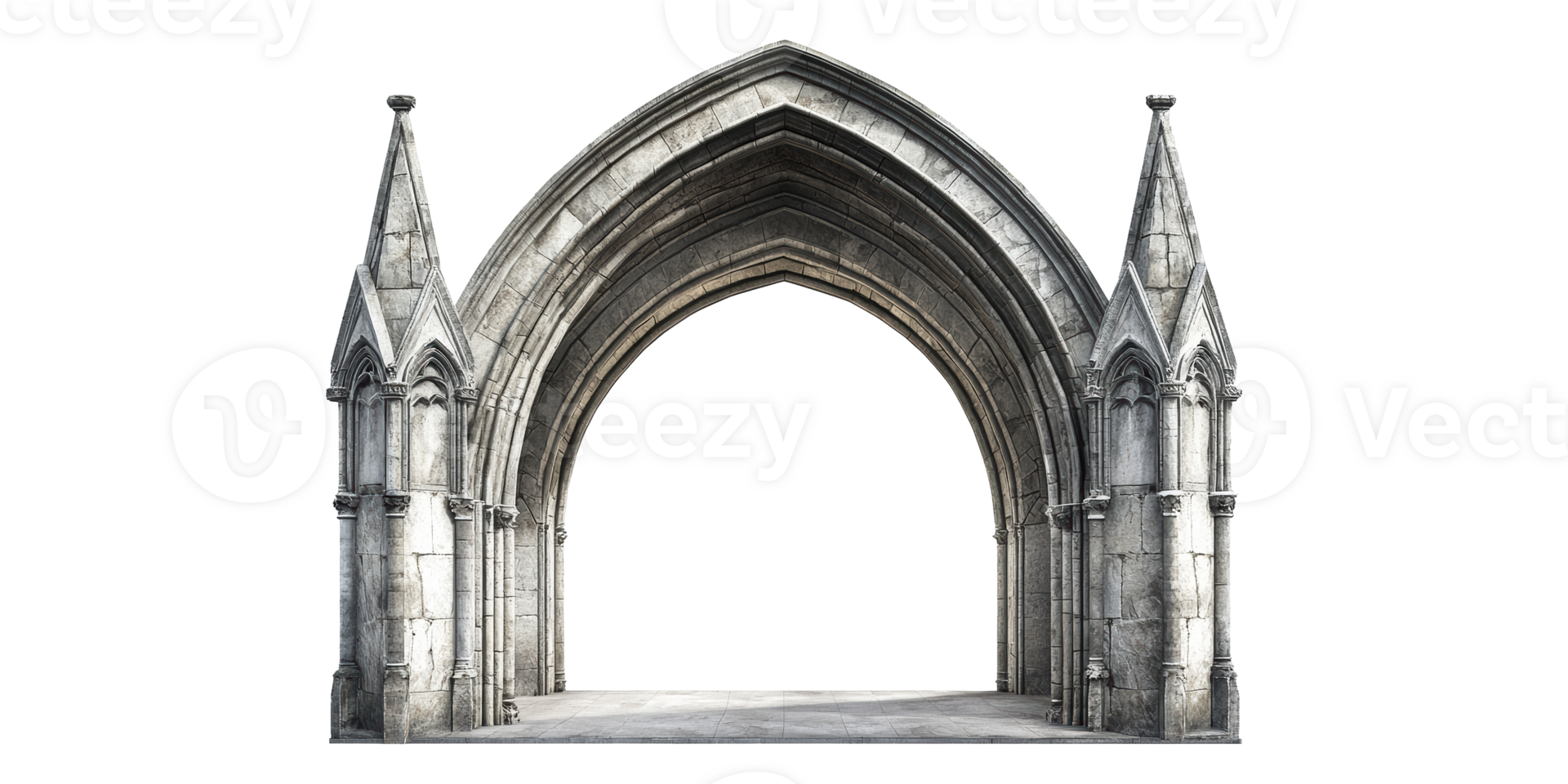 Gothic stone archway structure isolated on transparent background png