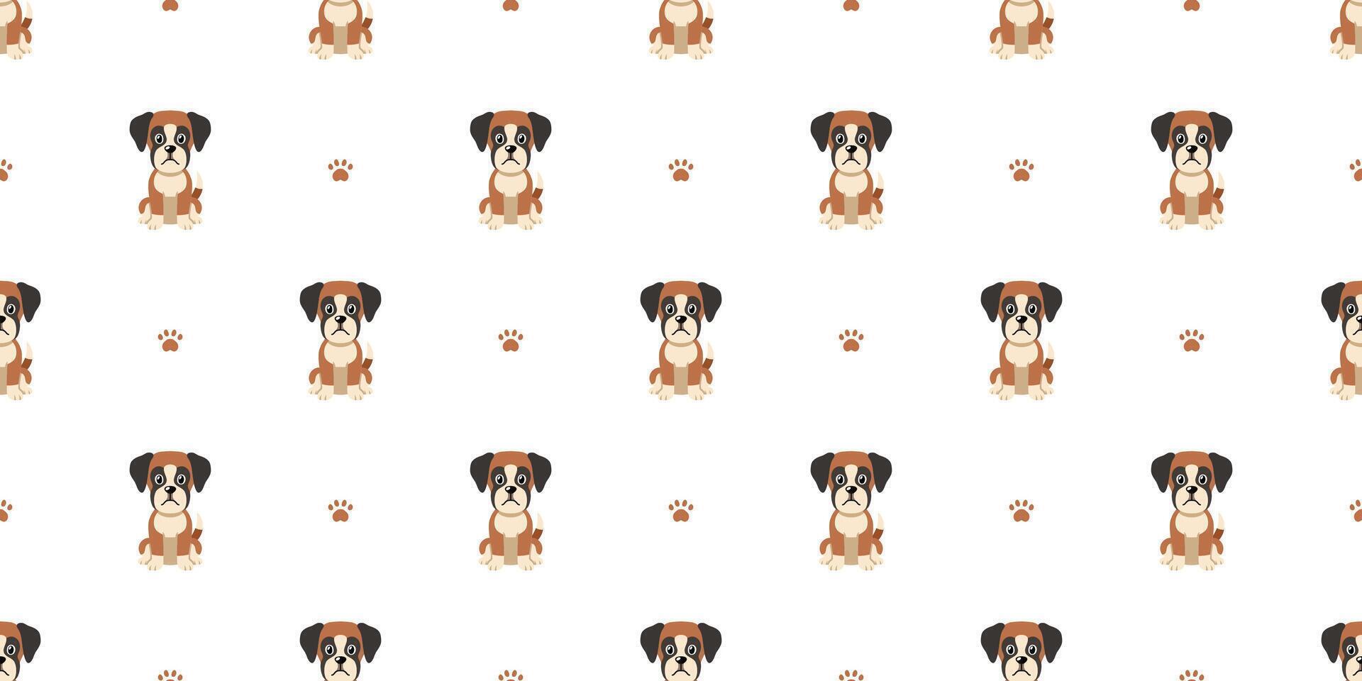 Cartoon character cute boxer dog seamless pattern background vector