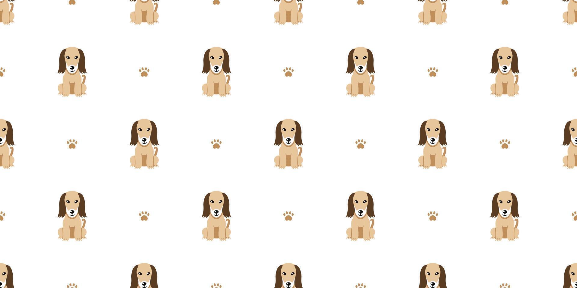 Cartoon character cute afghan hound dog seamless pattern background vector