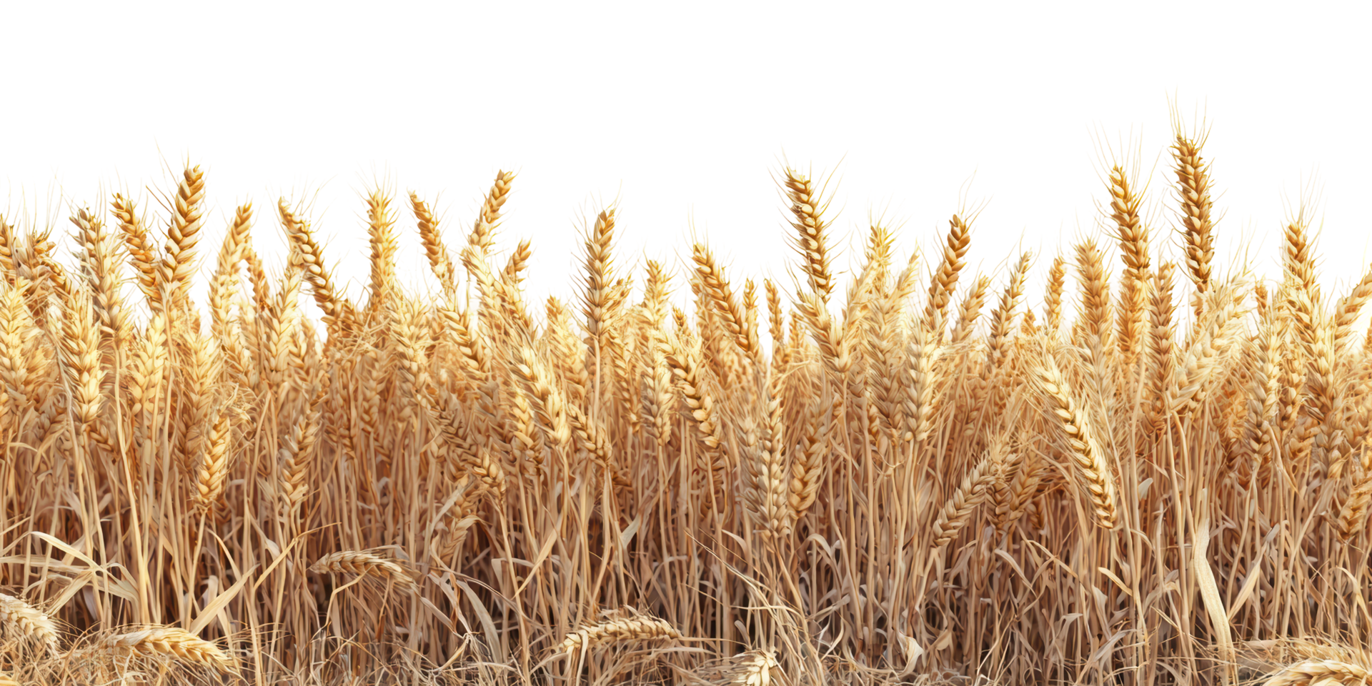 Golden wheat field isolated on transparent background png