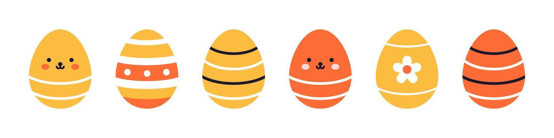 collection of pastel easter eggs featuring geometric patterns and minimalist designs. A cute easter eggs set of festive elements in flat design. vector