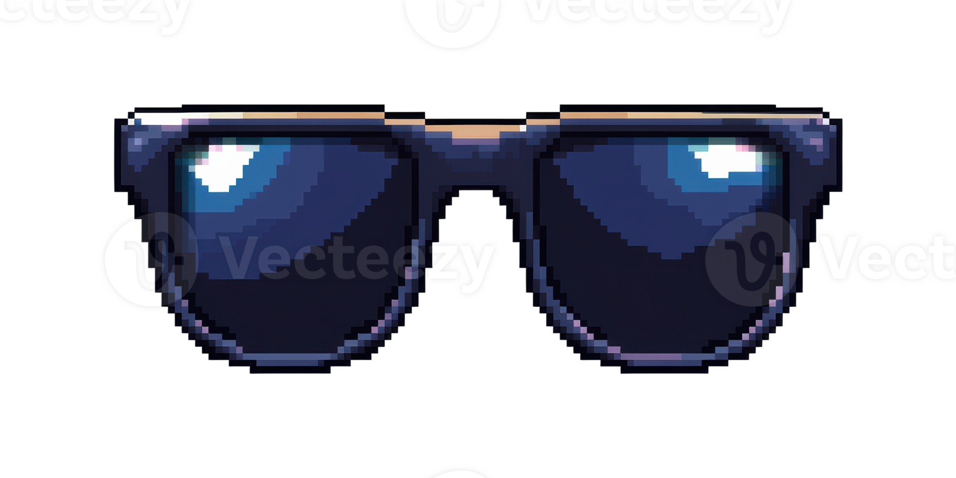 Pixel art sunglasses with blue lenses isolated on transparent background png