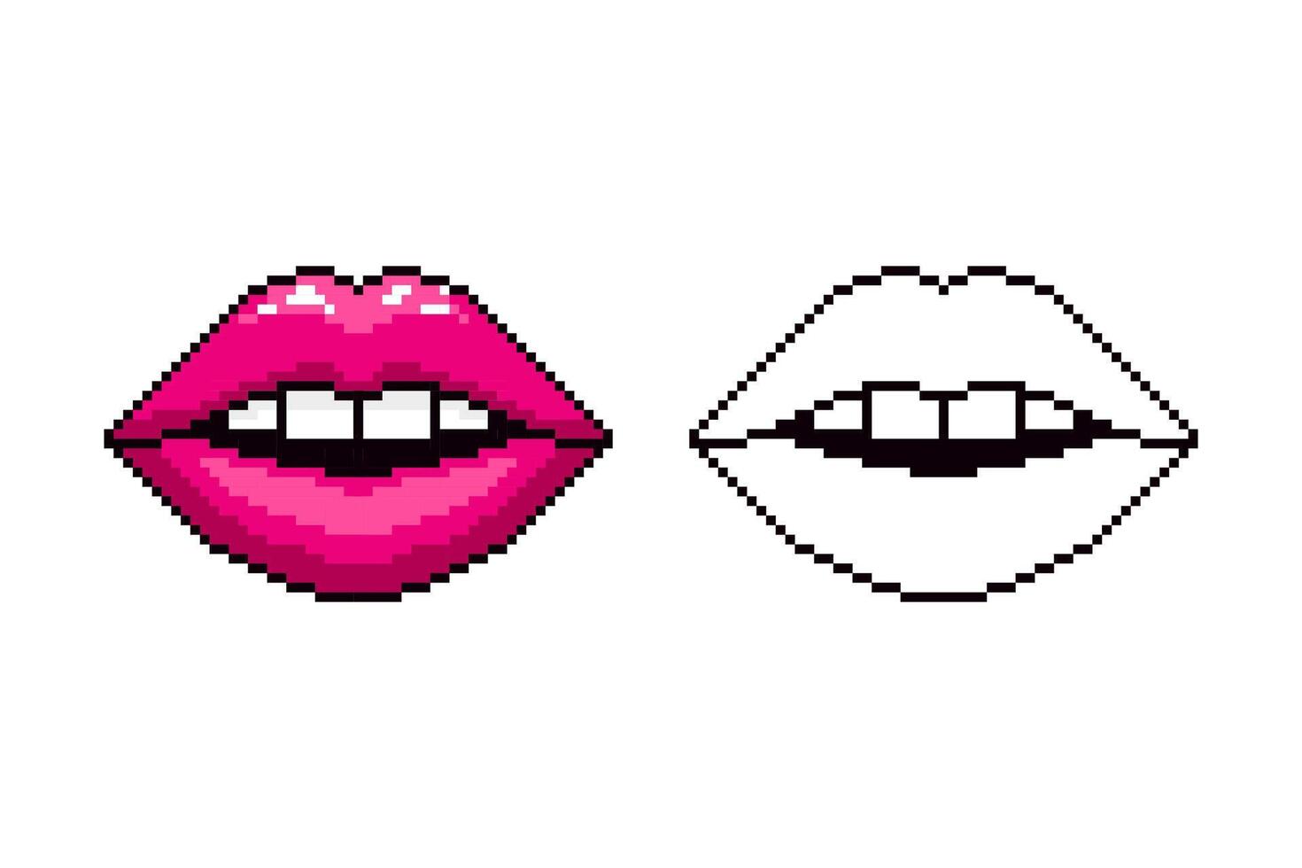 Lips in pixel art style. vector