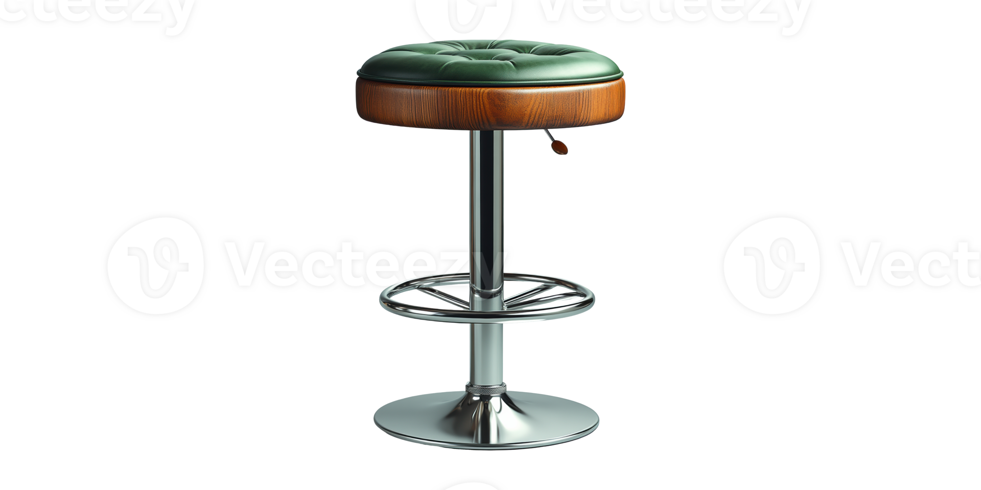 Modern bar stool with green cushion isolated on transparent background png