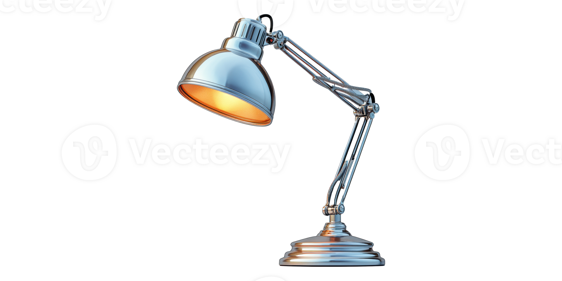 Metallic desk lamp with adjustable arm isolated on transparent background png