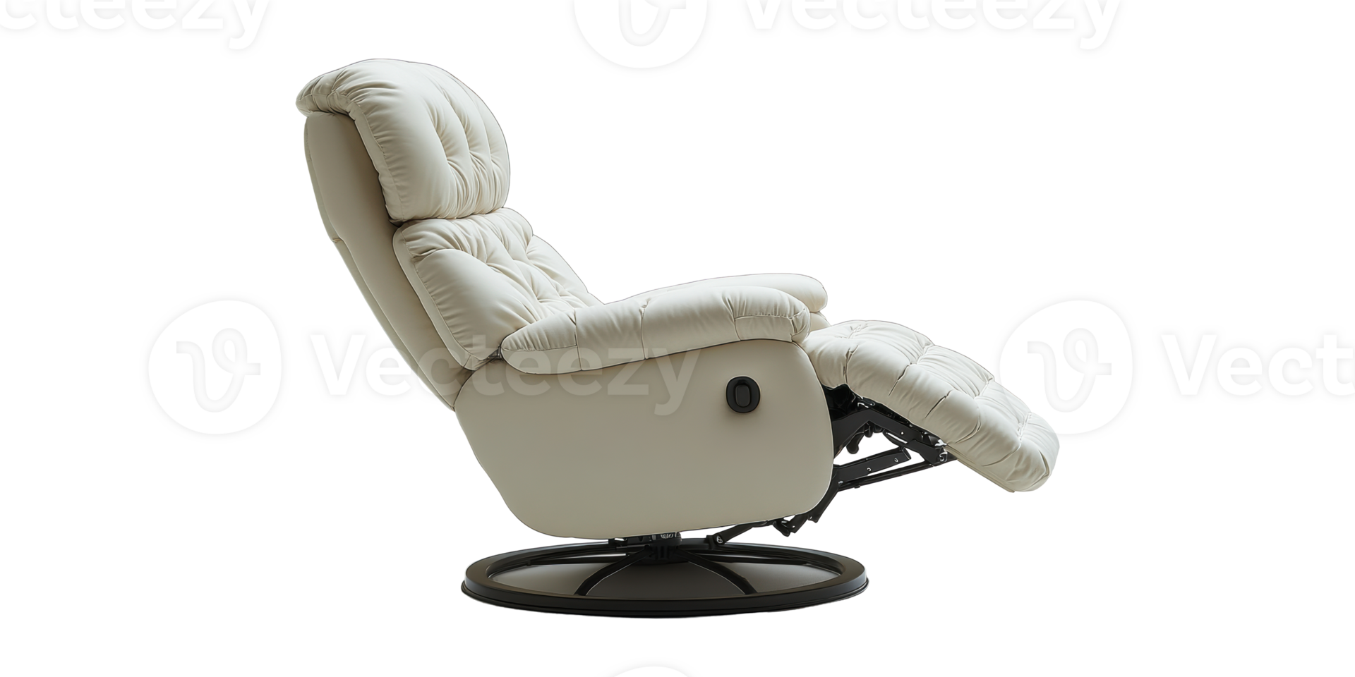 Leather recliner chair with extended footrest isolated on transparent background png