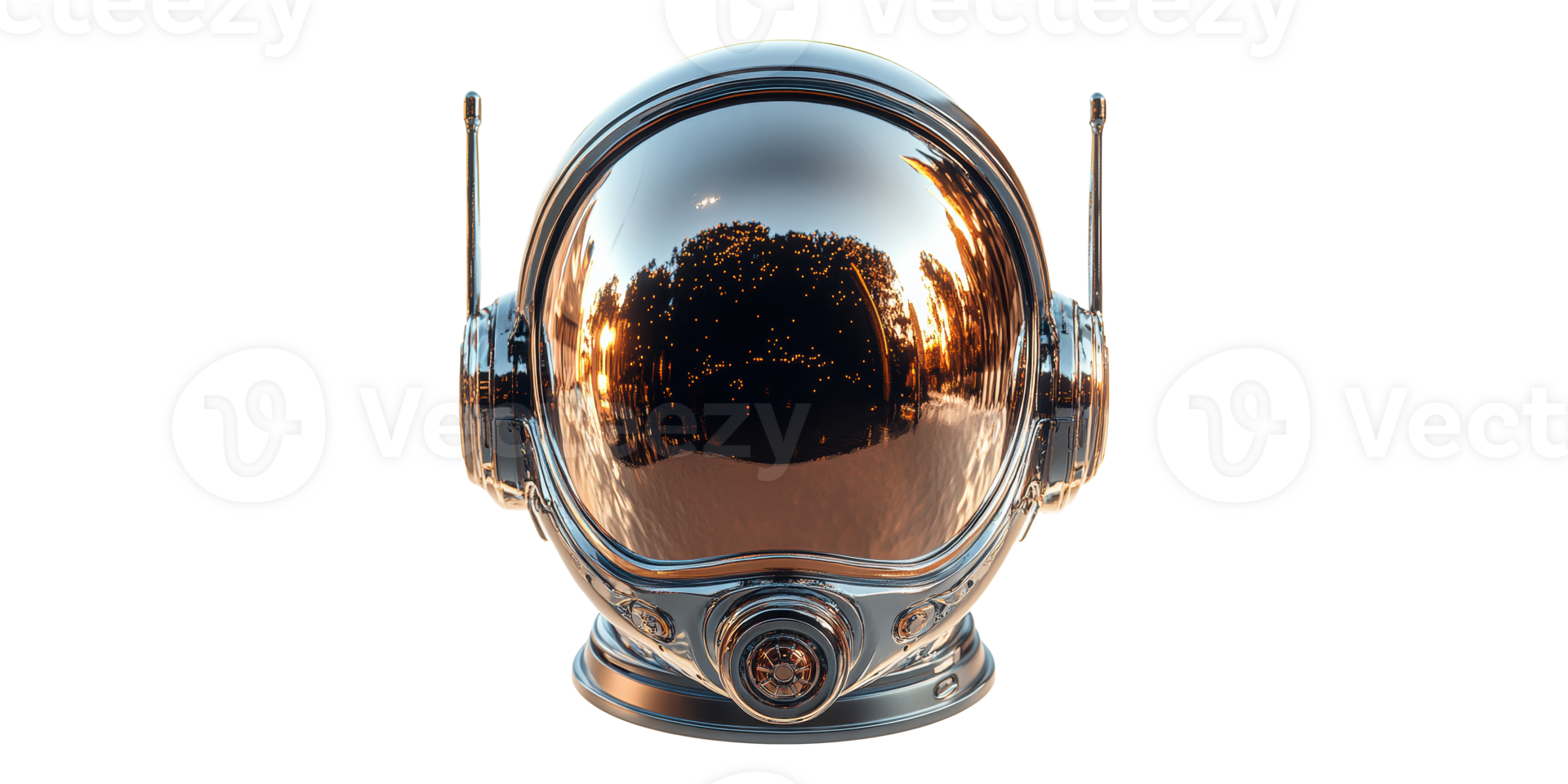 Vintage space helmet reflecting stars isolated on transparent background png