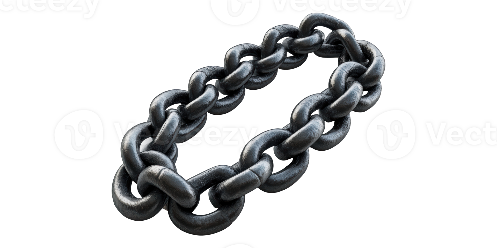 Close-up of metal chain links isolated on transparent background png