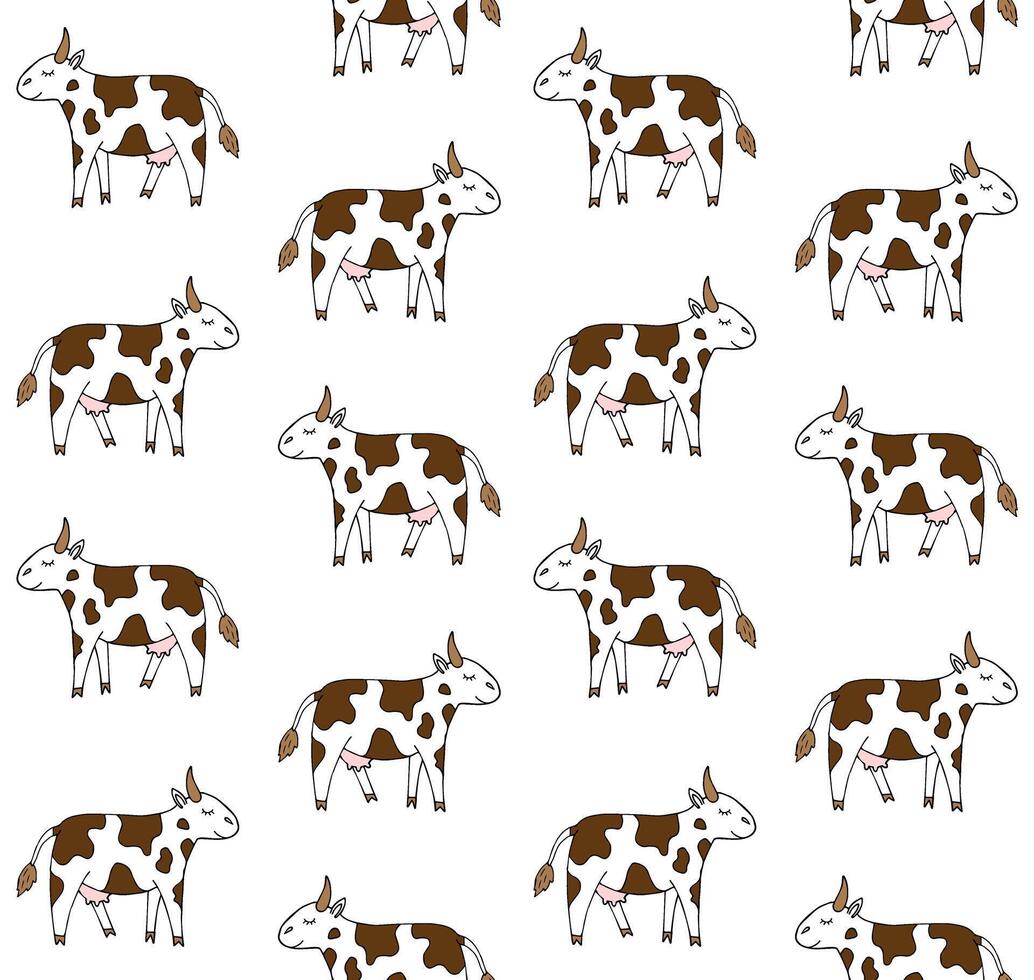 Seamless pattern of hand drawn doodle sketch cows vector