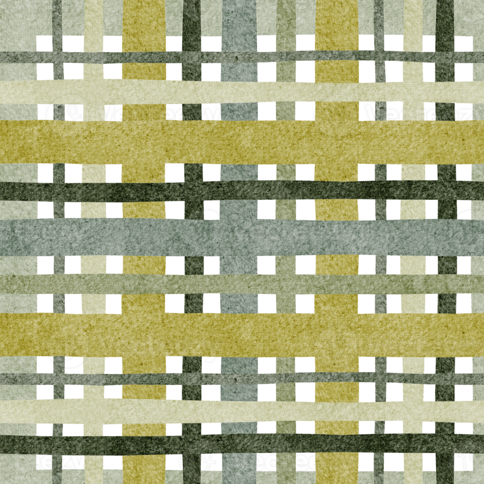 Watercolor seamless plaid and grid pattern illustration. Geometric and abstract shapes with autumn colors for vibrant textile or wrapping designs. Perfect for Thanksgiving or holiday wallpapers. png