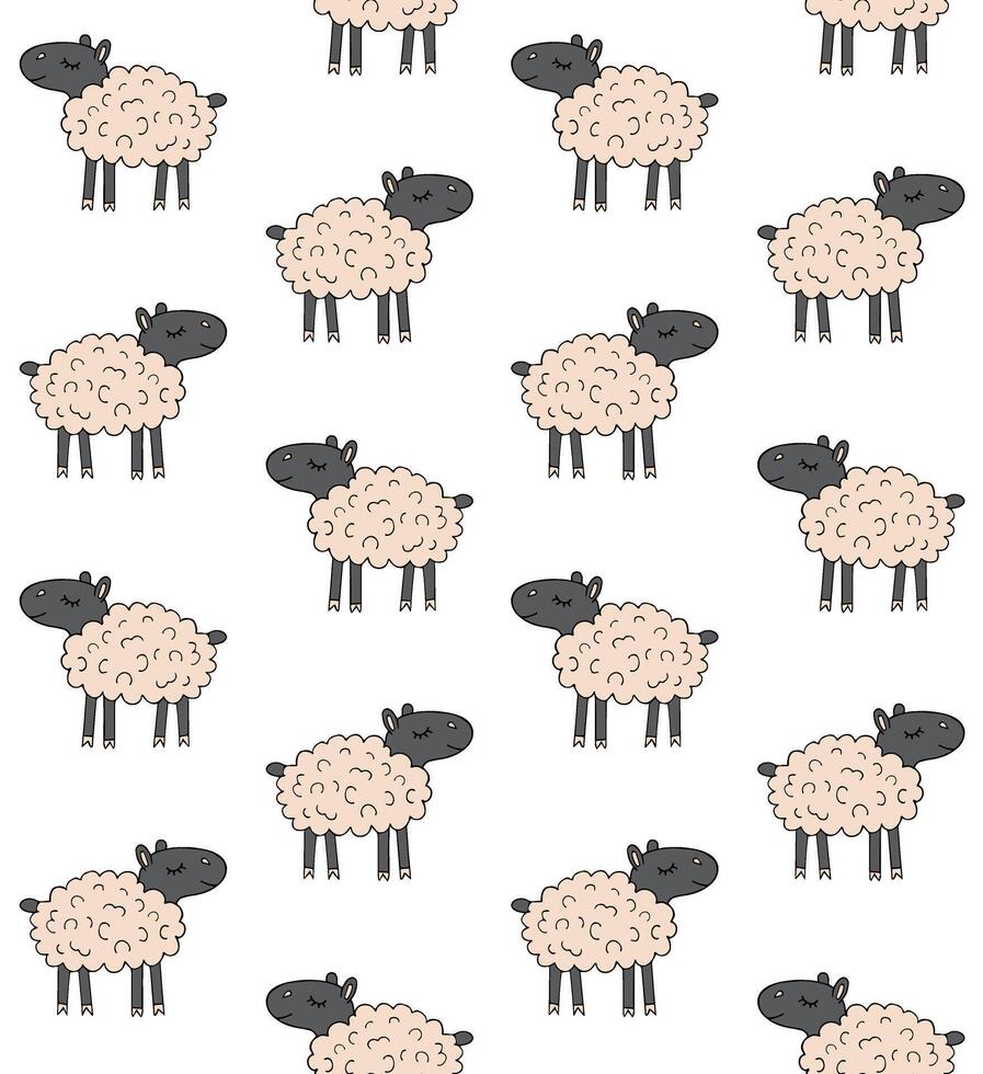 Seamless pattern of hand drawn doodle sketch sheep vector
