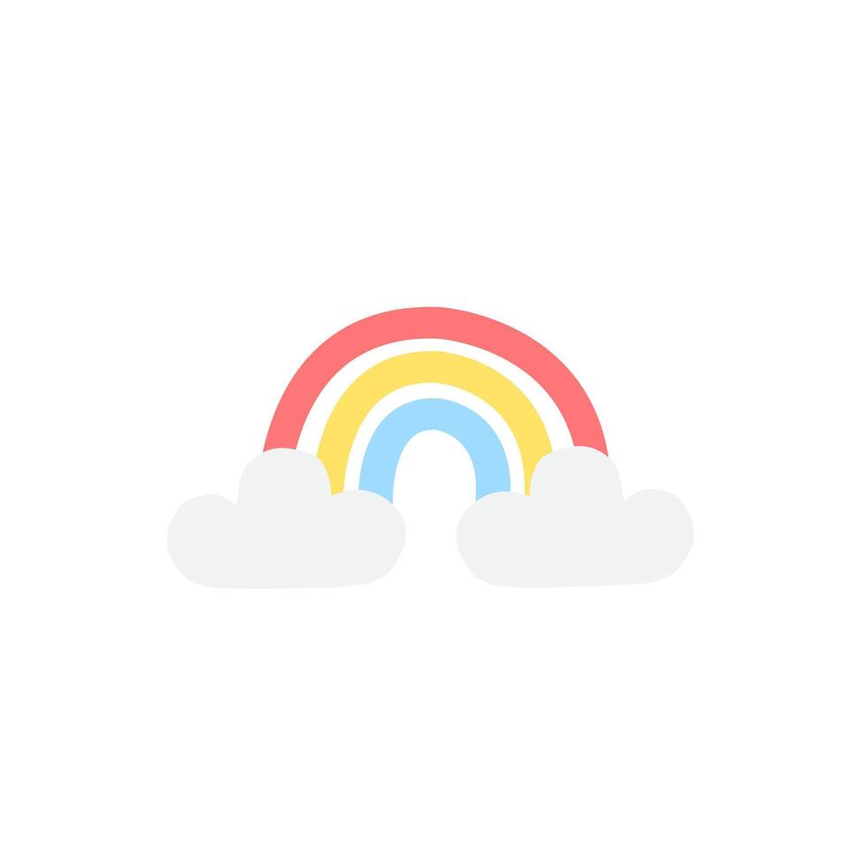 Hand drawn doodle sketch rainbow isolated on white background vector