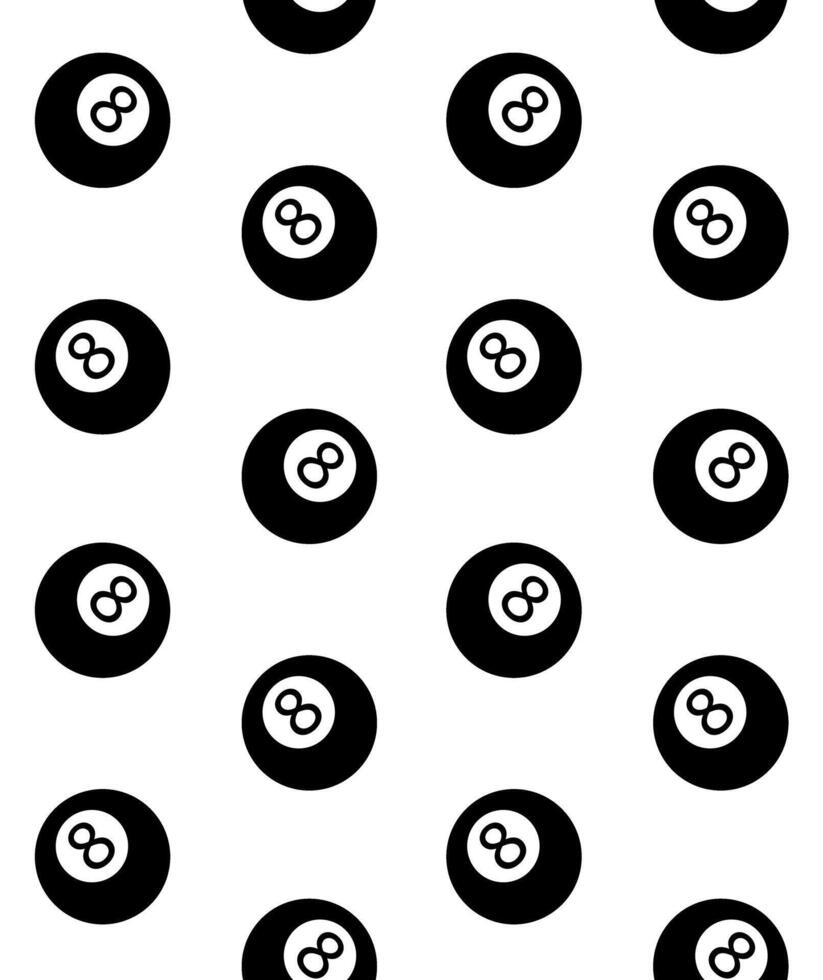 Seamless pattern of flat cartoon 8 bowling ball isolated on white background vector