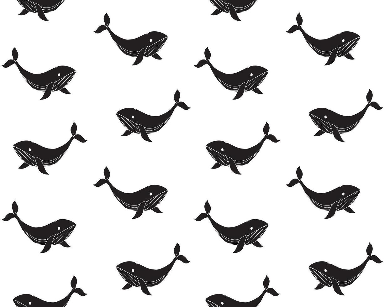 Seamless pattern of hand drawn doodle sketch whale vector