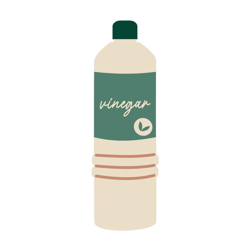 A bottle of vinegar, with a green label. Isolated on a white background. vector