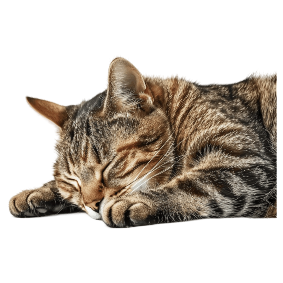 Tabby Cat Sleeping Peacefully with Transparent Background png