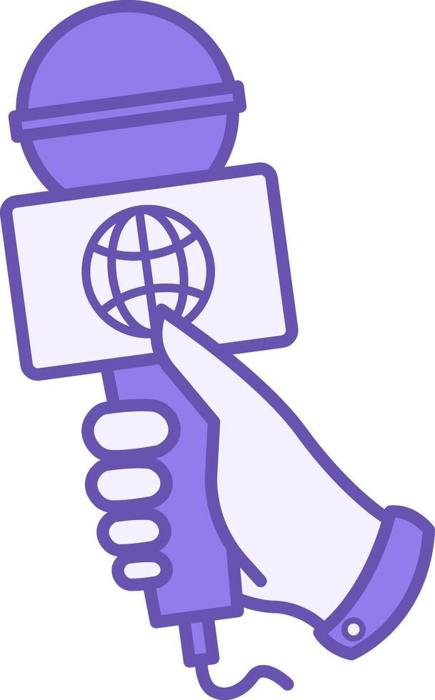 Colored Correspondent Icon. Hand Holding Microphone. Journalist Interview. Journalism Concept vector