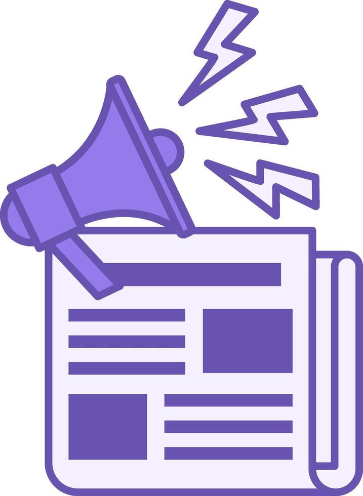 Colored Breaking News Icon. Folded Newspaper with Latest News and Screaming Megaphone. Journalism Concept vector