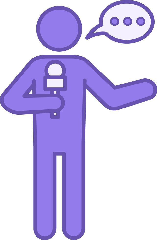 Colored Interviewer Icon. Information Collection Through Survey and Questionnaire. Journalist with Microphone. Journalism Concept vector
